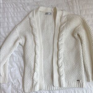 Hollister White Cardigan Sweater Cozy Knit